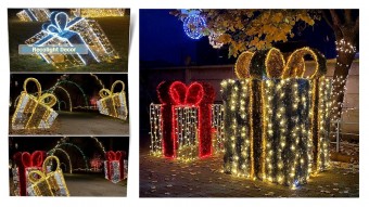 Cadou luminos de exterior 2 m inaltime, iluminat festiv, decoratiuni luminoase de exterior Craciun