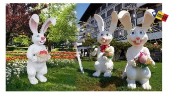 Iepure 2m Paste, figurina Paste iepure de exterior, decoratiuni de exterior iepuri, iluminat festiv Paste, decor iepure gigant