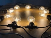 Ghirlanda luminoasa 10 m lungime, becuri led Edison cu filament 4 w, 1 dulie E27/ml, lumina calda, interconectabila 150 m