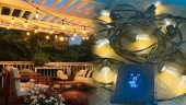 Ghirlanda luminoasa de exterior IP65 cu panou solar si pendul, 20 m lungime, 20 becuri led, ghirlanda de exterior led solara lumina calda