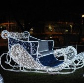 Sanie luminoasa metalica cu 2 reni Festive Sleight, iluminat festiv Craciun, figurine luminoase exterior Craciun
